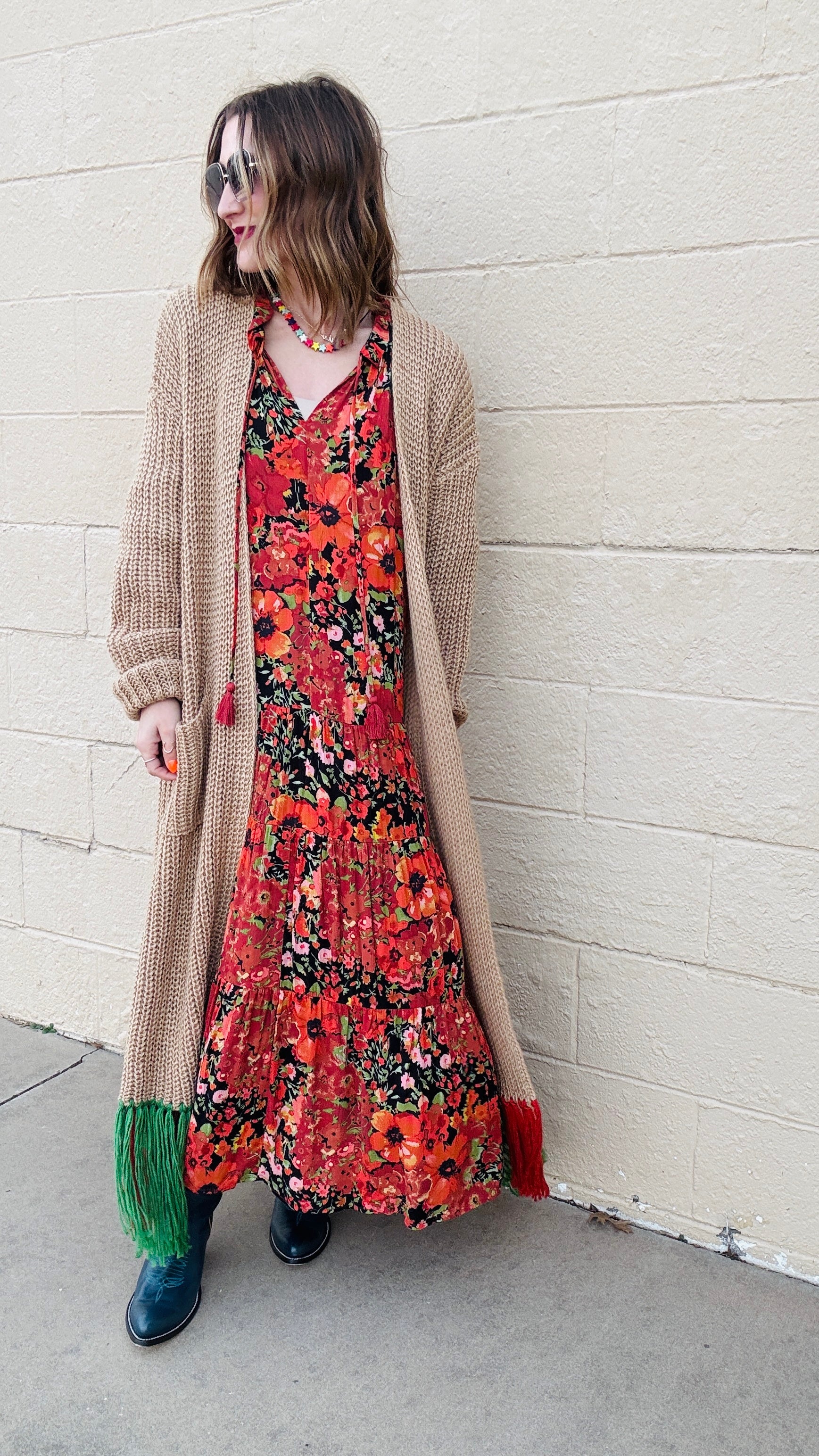 Boho Beauty Mixed Floral Maxi Dress- Black Mix