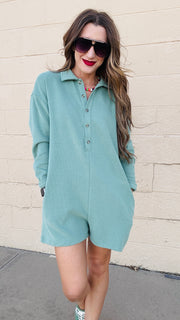 Pistachio Breeze Knit Romper