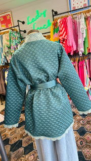 Azure Belle Quilted Smoking Jacket