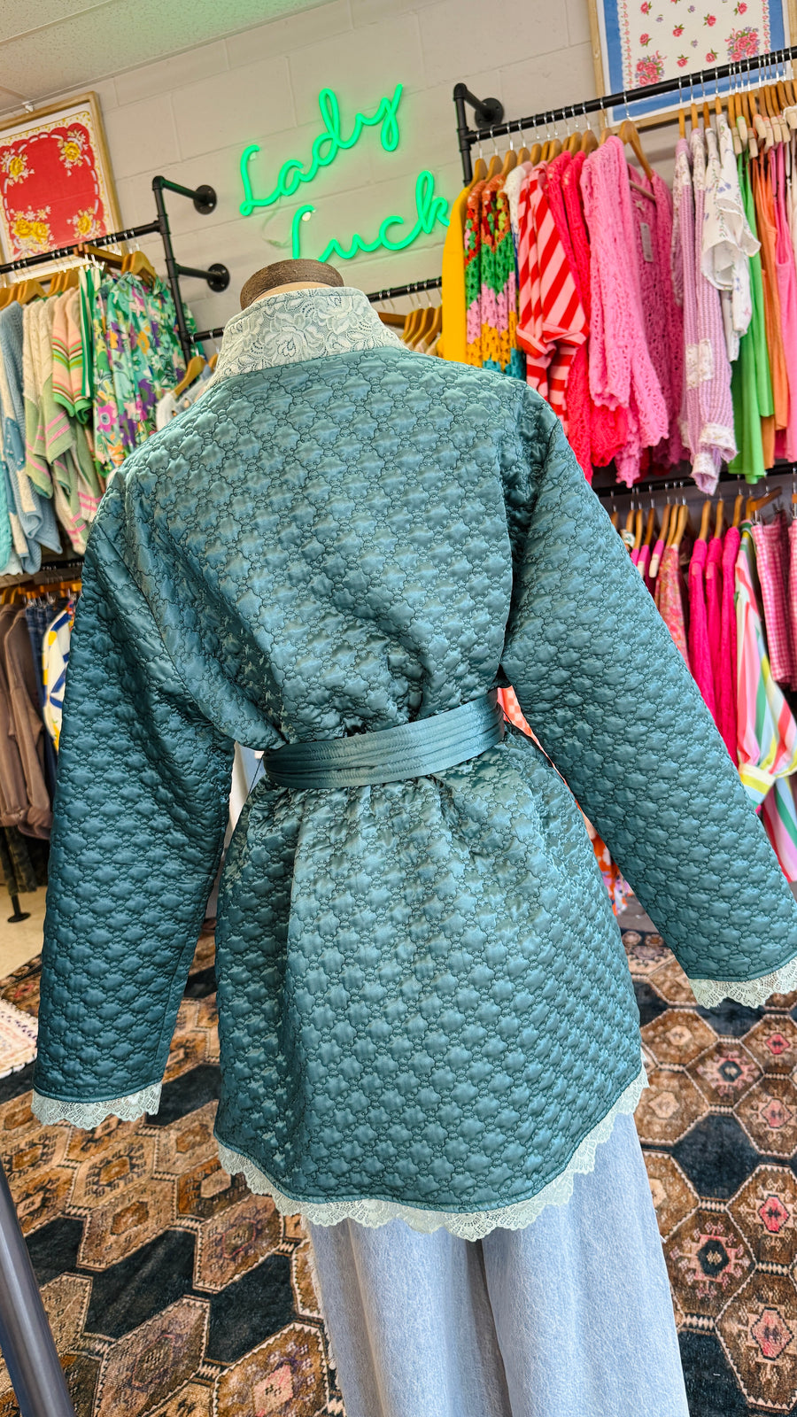Azure Belle Quilted Smoking Jacket