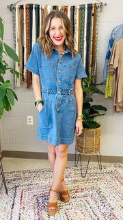 Cheyenne Button Up Denim Mini Dress