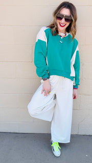 Cassie Ecru Wide Leg Sweats