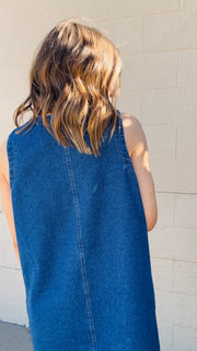 Darling In Denim Mini Dress- Dark Wash