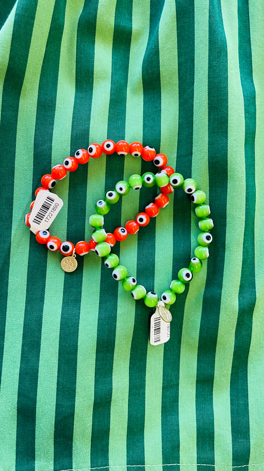 Going Places Agate Stone Evil Eye Beaded Bracelets - Lime or Orange