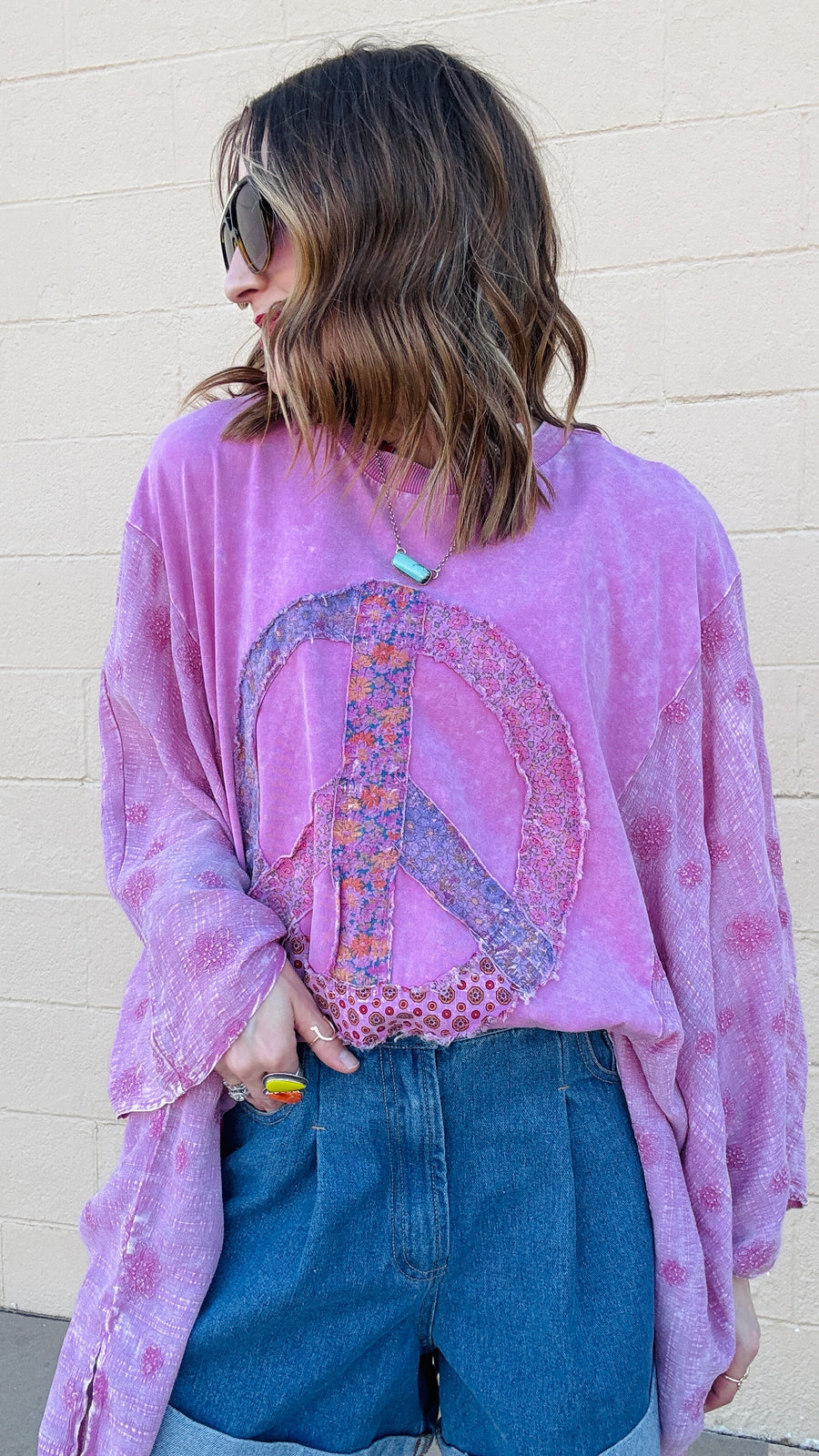 Peace & Petals Dolman Top-Dusty Rose