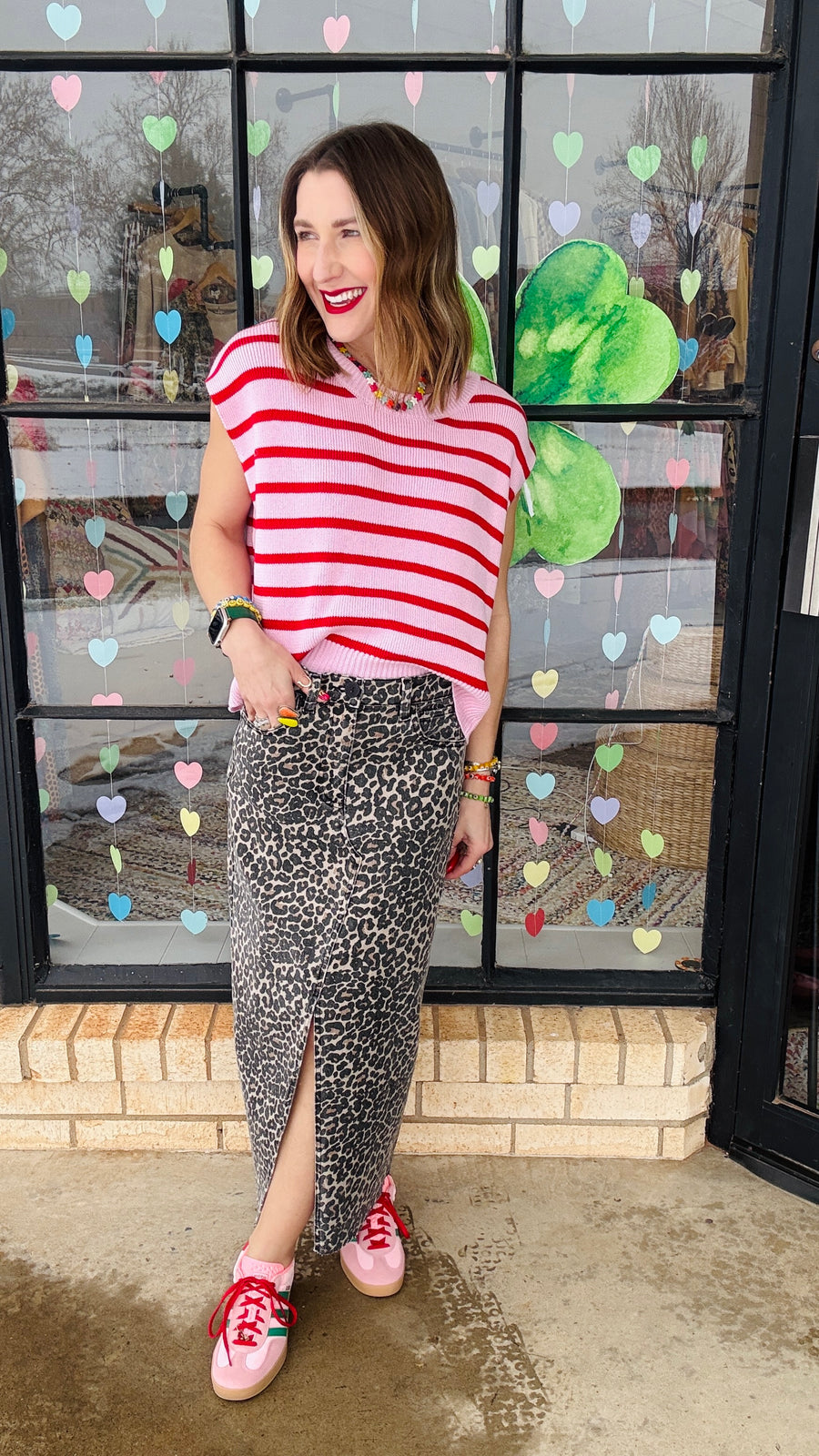 Berry Sweet Striped Knit Top- Red & Pink