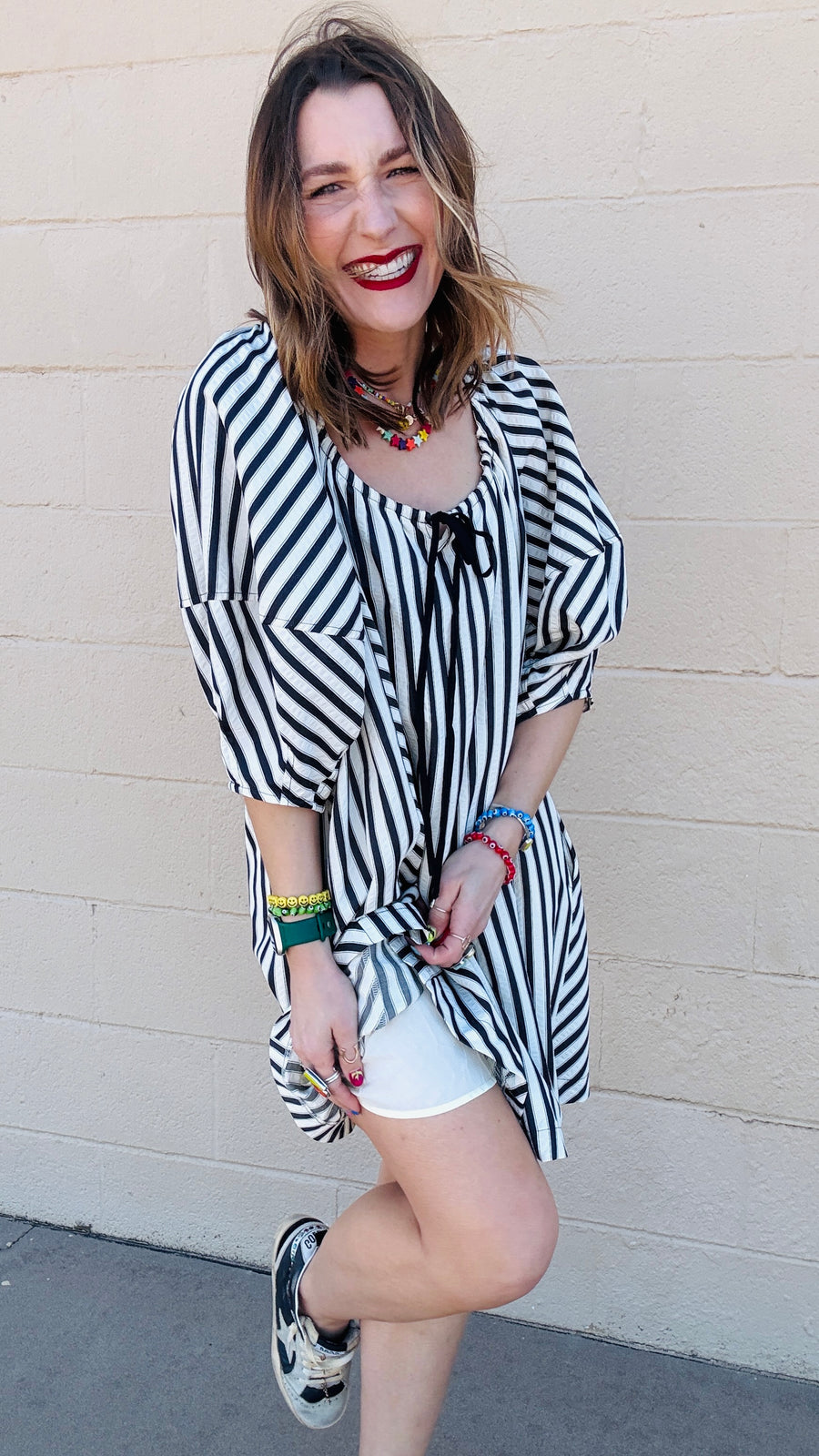 Kelsi Black & White Stripe Oversized Dress