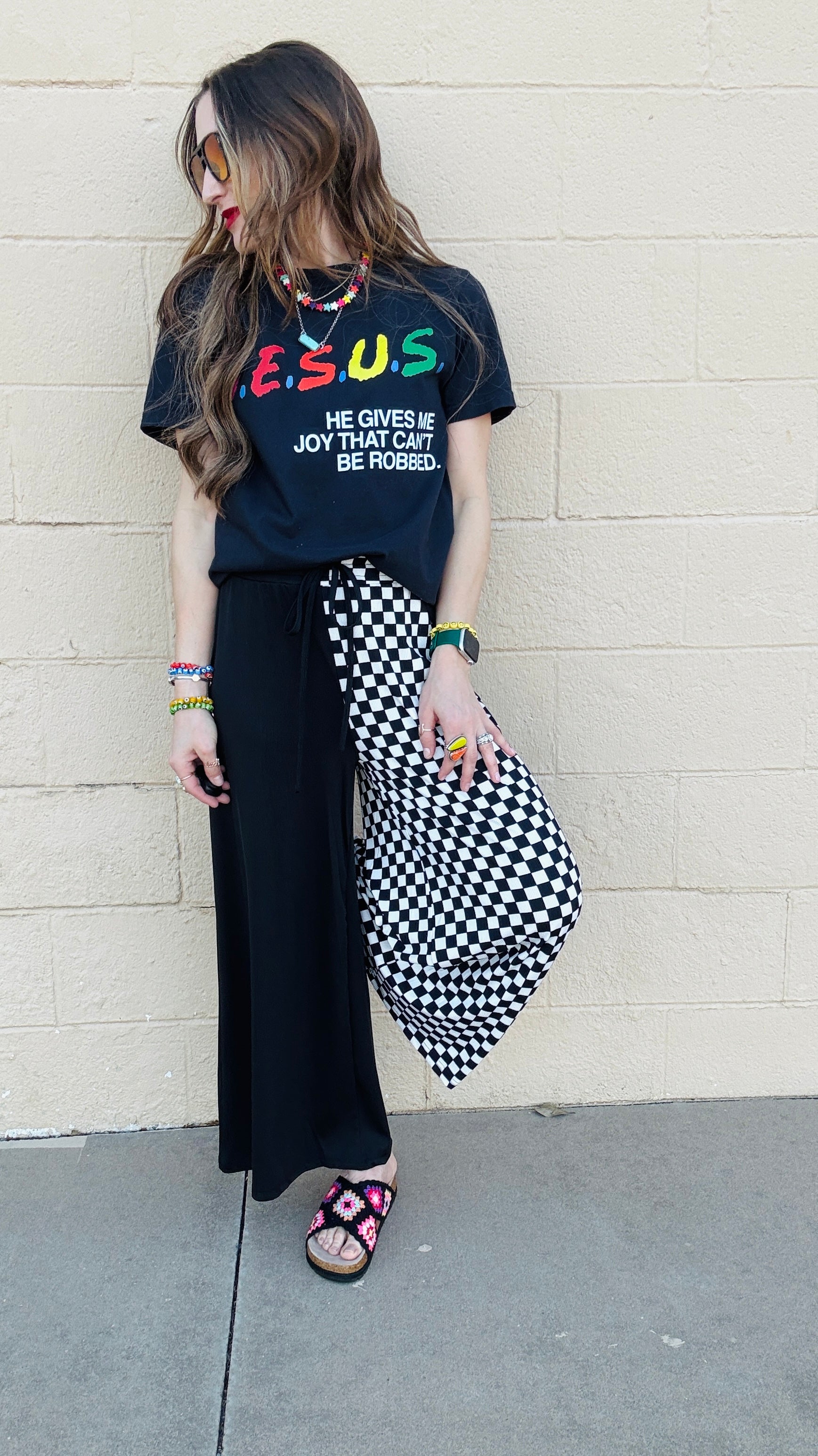 Checkmate Half & Half Pants- Black & White