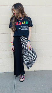 Checkmate Half & Half Pants- Black & White