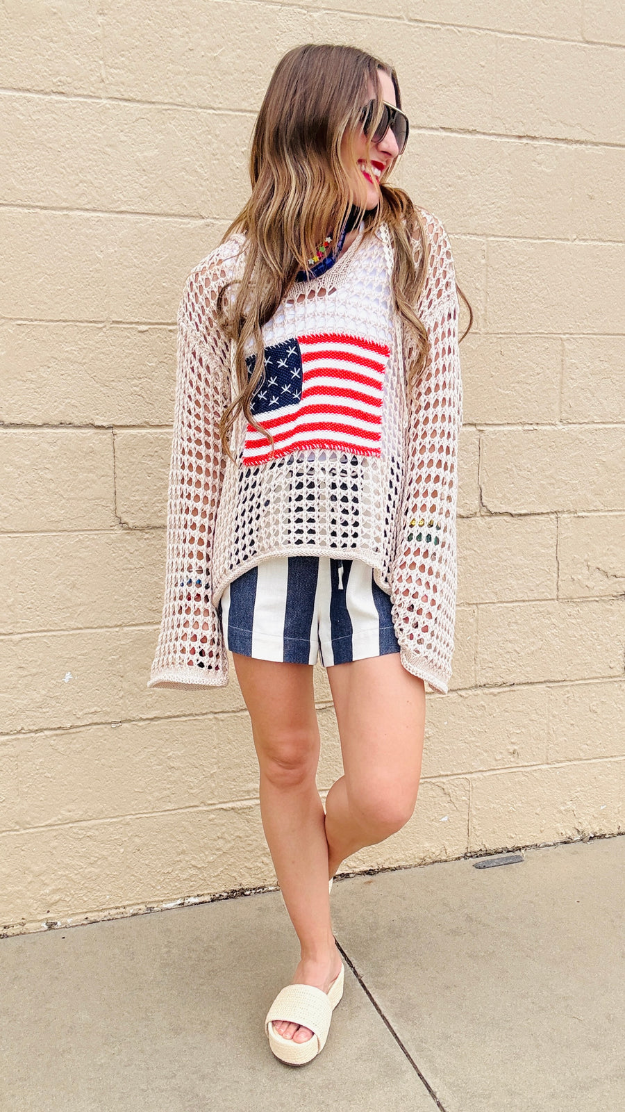 Brighton Striped Shorts-Navy & Natural