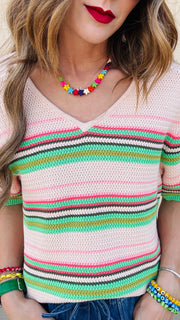 Sunset Citrus V-Neck Sweater