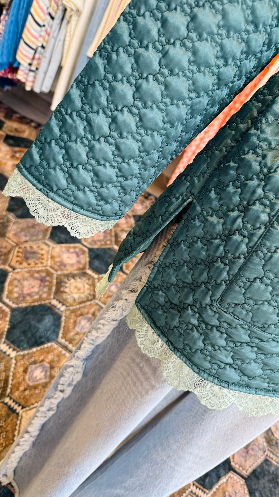 Azure Belle Quilted Smoking Jacket