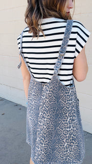 Faded Leopard Denim Mini Dress