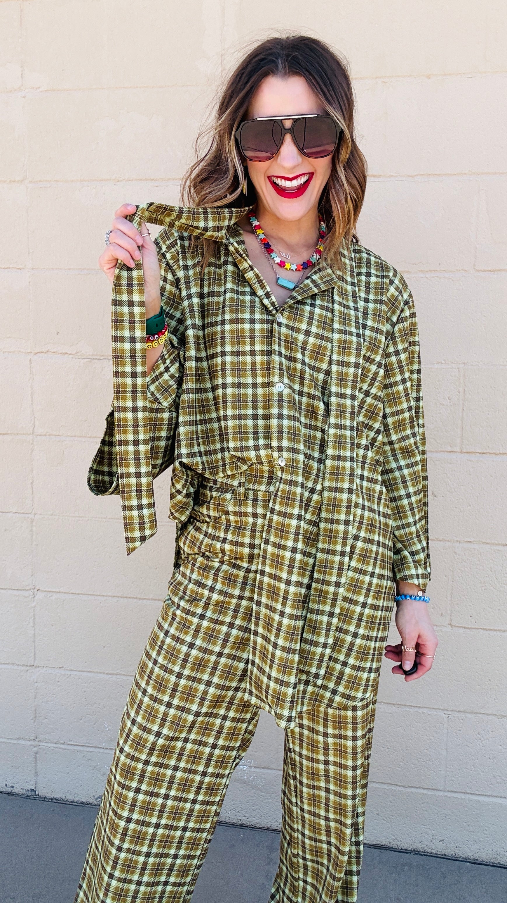 Lucky Charm Flowy Plaid Set