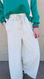 Cassie Ecru Wide Leg Sweats