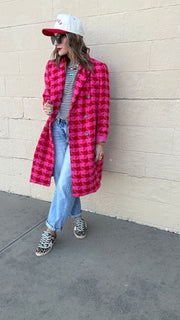 Pinkalicious Houndstooth Longline Jacket