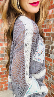 Meadowlight Crochet Sweater- Charcoal