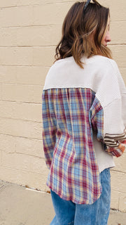 Pretty in Plaid Waffle Knit Top