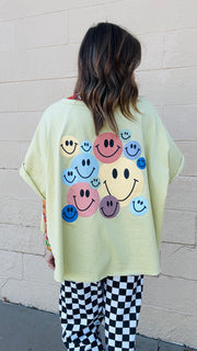 Bright Smiles Oversized Graphic Tee- Lime