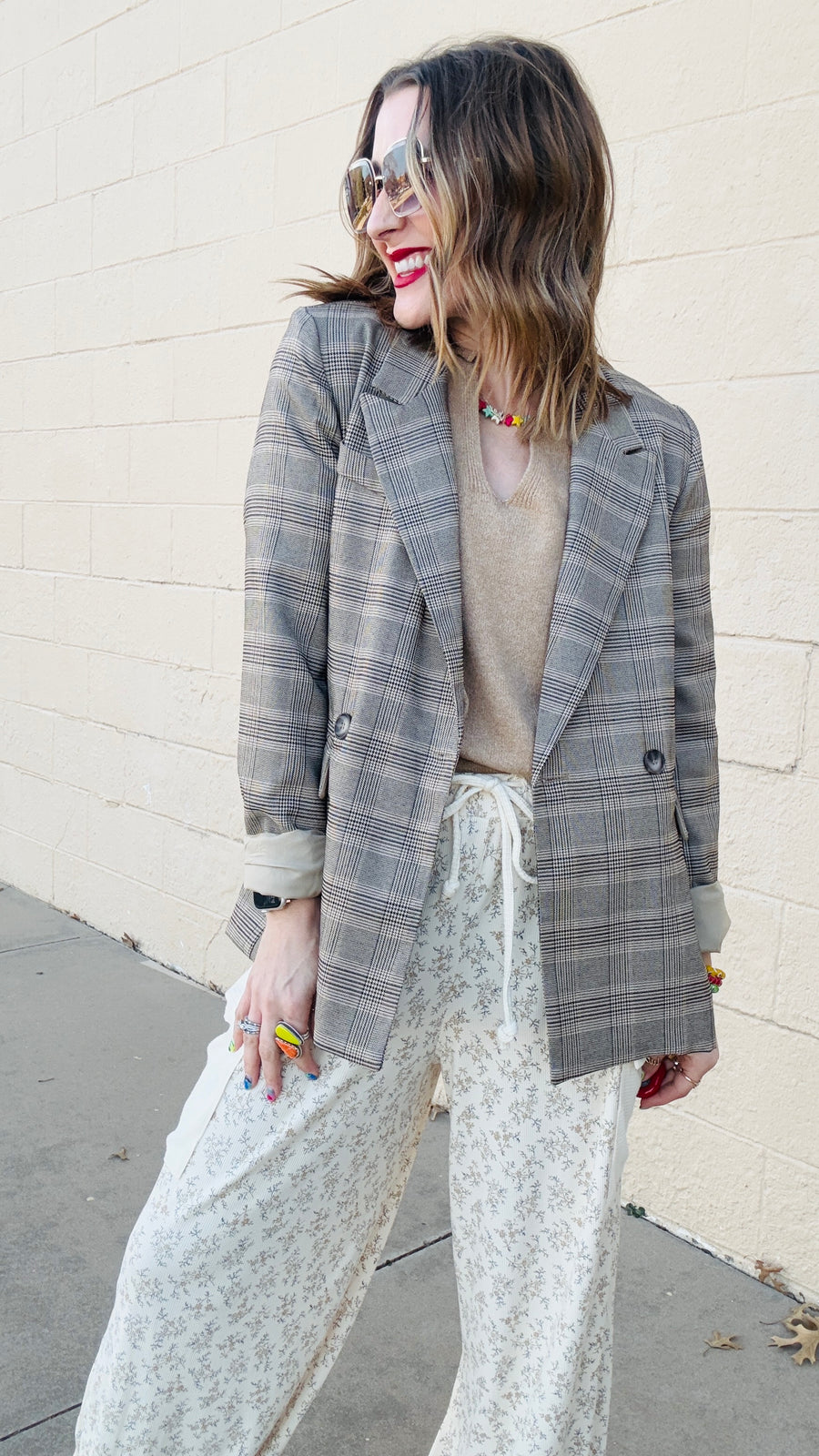 Executive Elegance Houndstooth & Plaid Blazer