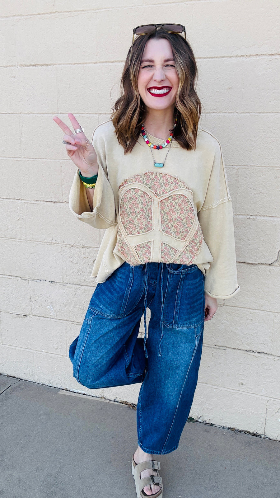 Boho Peace Patch Tee-Dijon