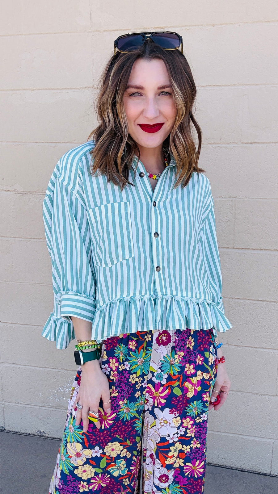 Emerald Charm Cropped Shirt