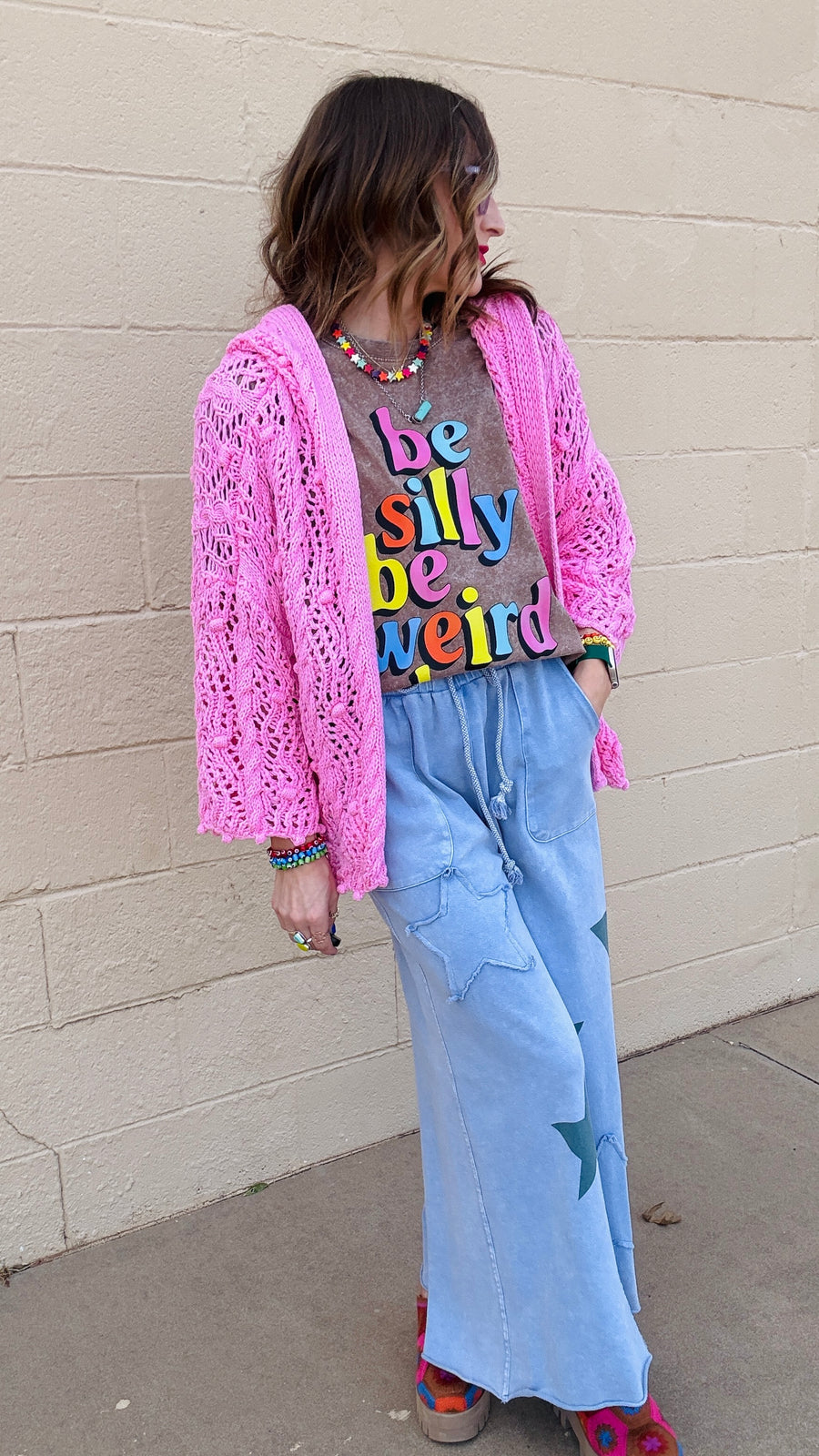 Skyline Breeze Crochet Cardigan-Bubblegum Pink