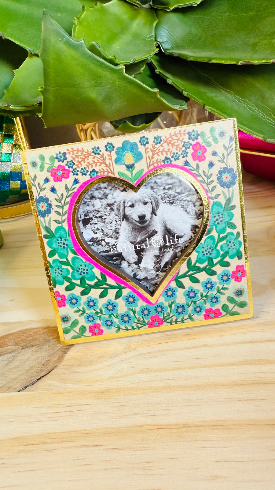 Mini Heart Wooden Picture Frame - Dusty Blue