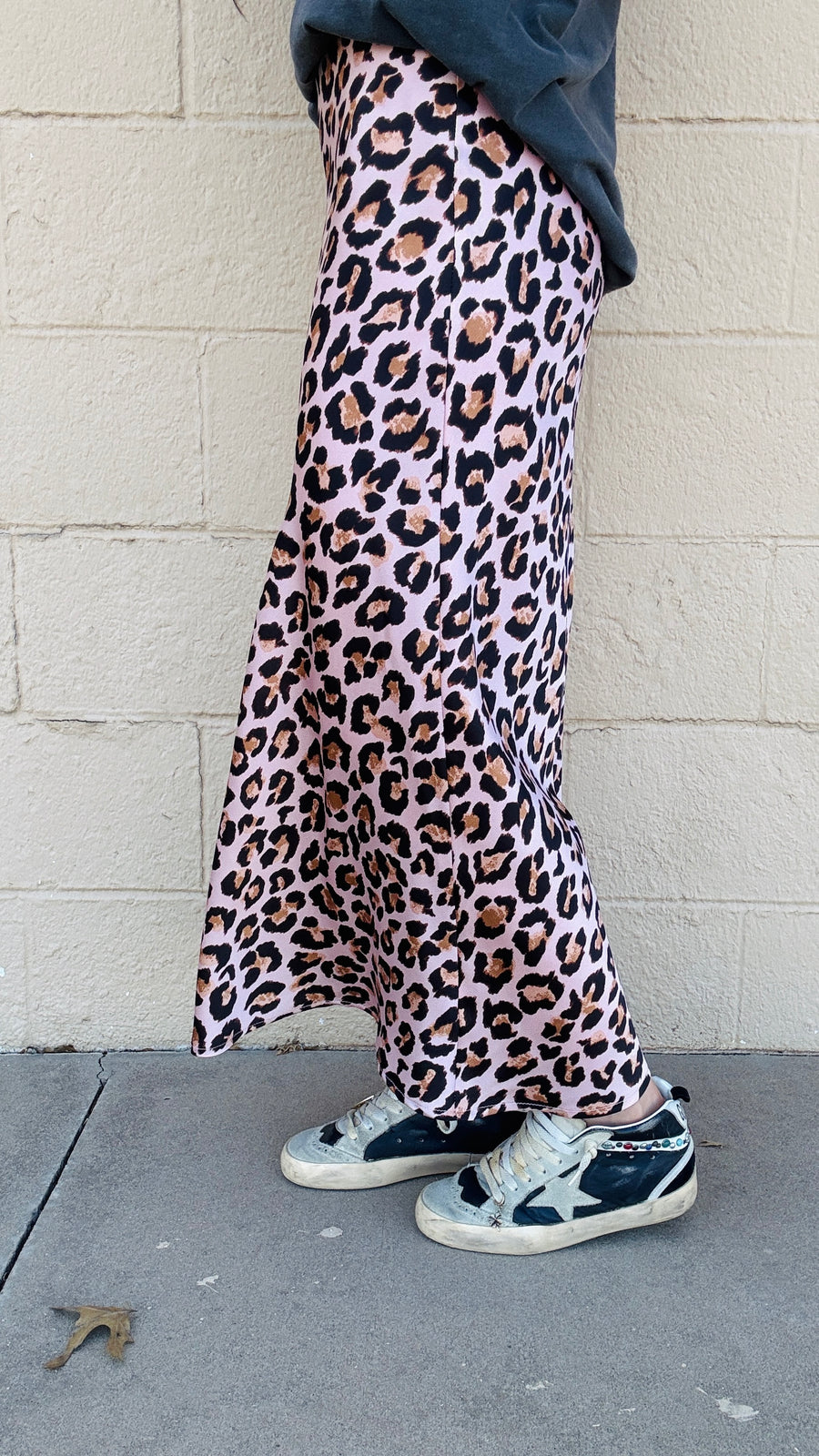 Cat Walk Leopard Print Midi Skirt- Pink