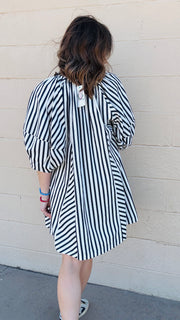 Kelsi Black & White Stripe Oversized Dress