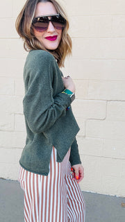 Favorite Exposed Seam Sweater- Olive