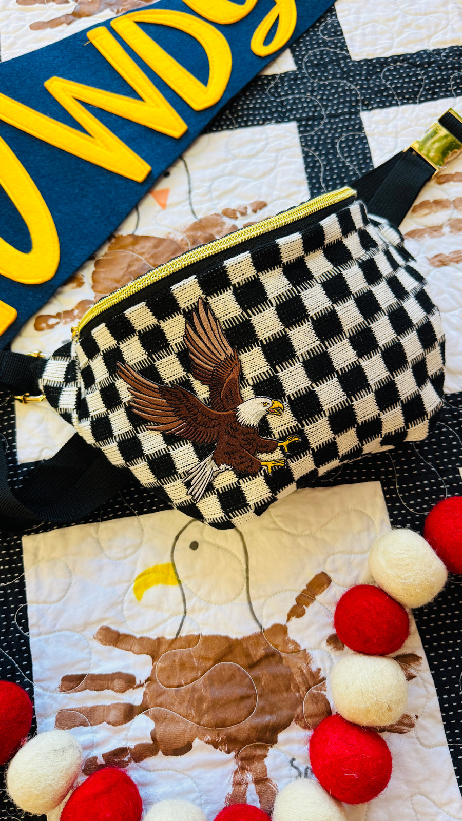 Eagle Pride Checkered Crossbody Bag