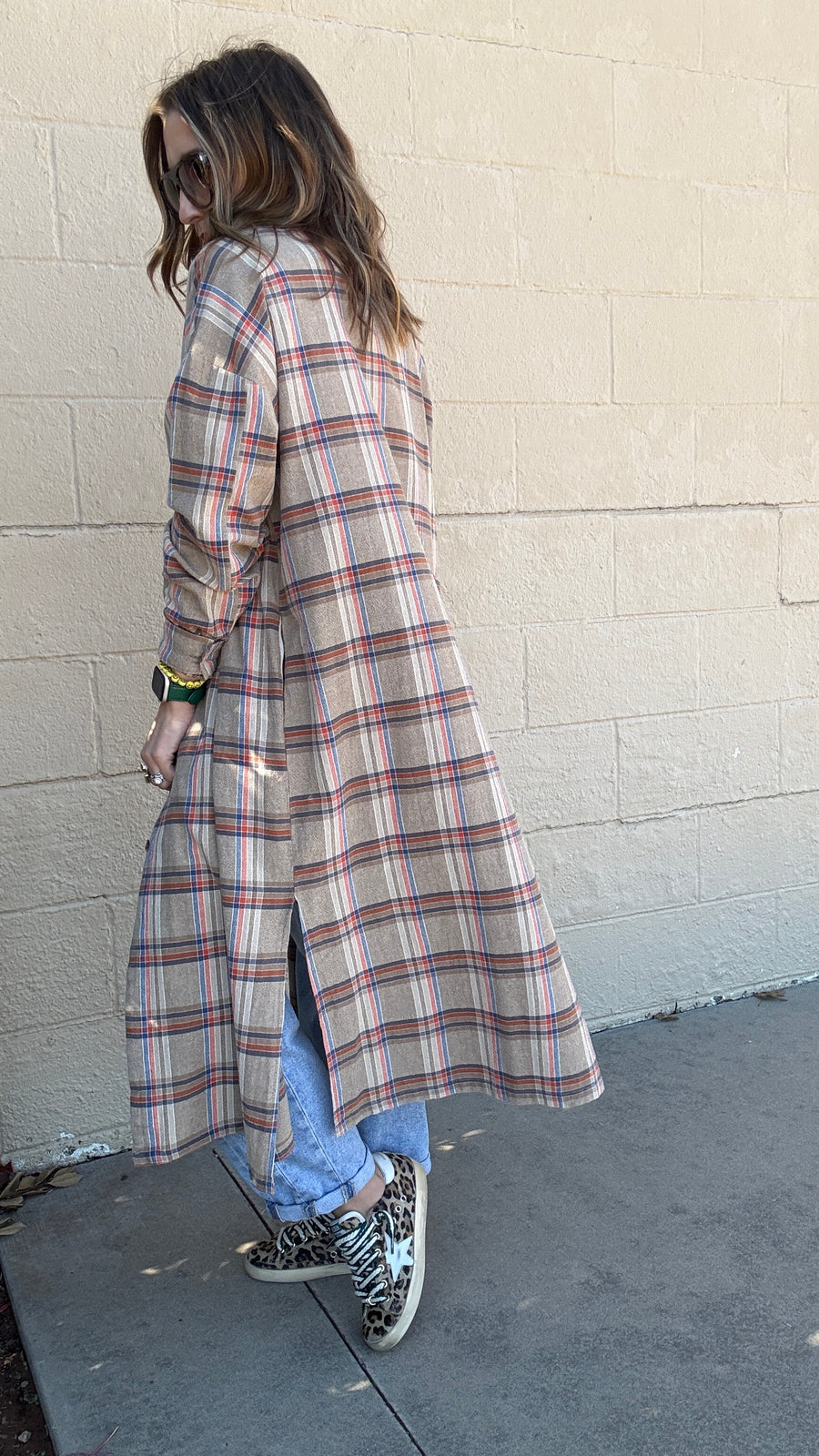 Chleo Flannel Duster- Mocha Mix