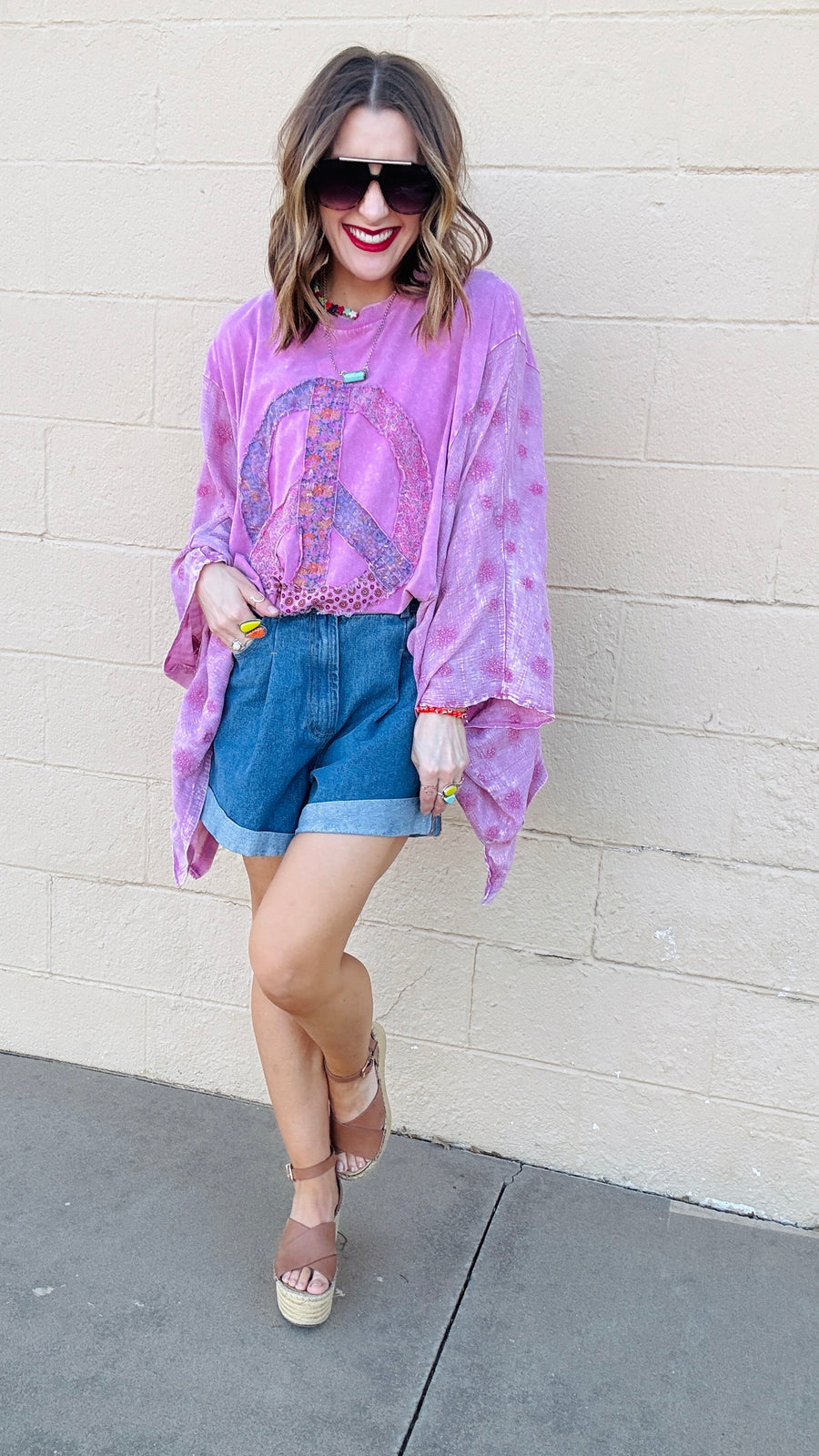 Sunset Stroll Pleated Denim Shorts