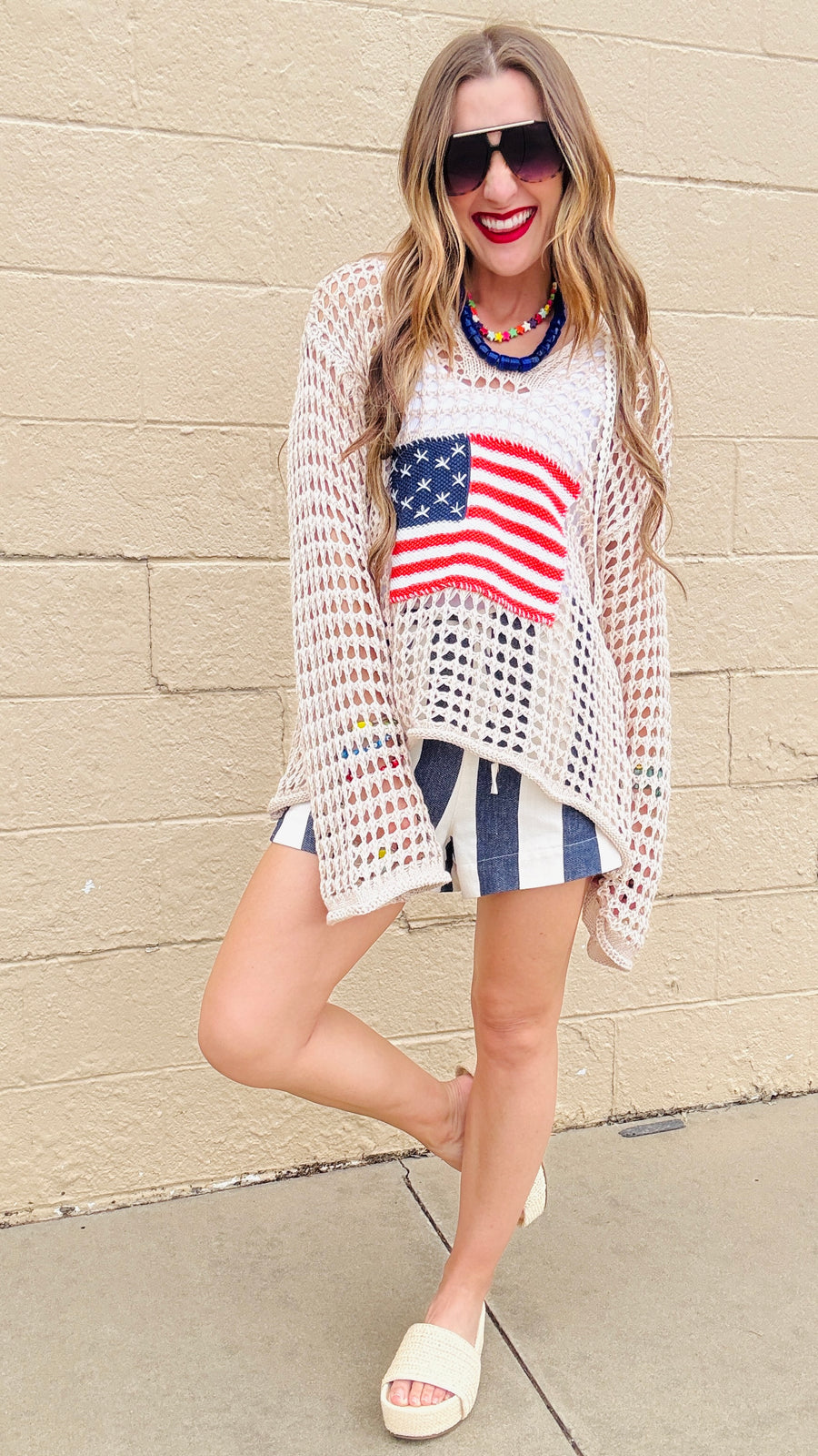 Brighton Striped Shorts-Navy & Natural