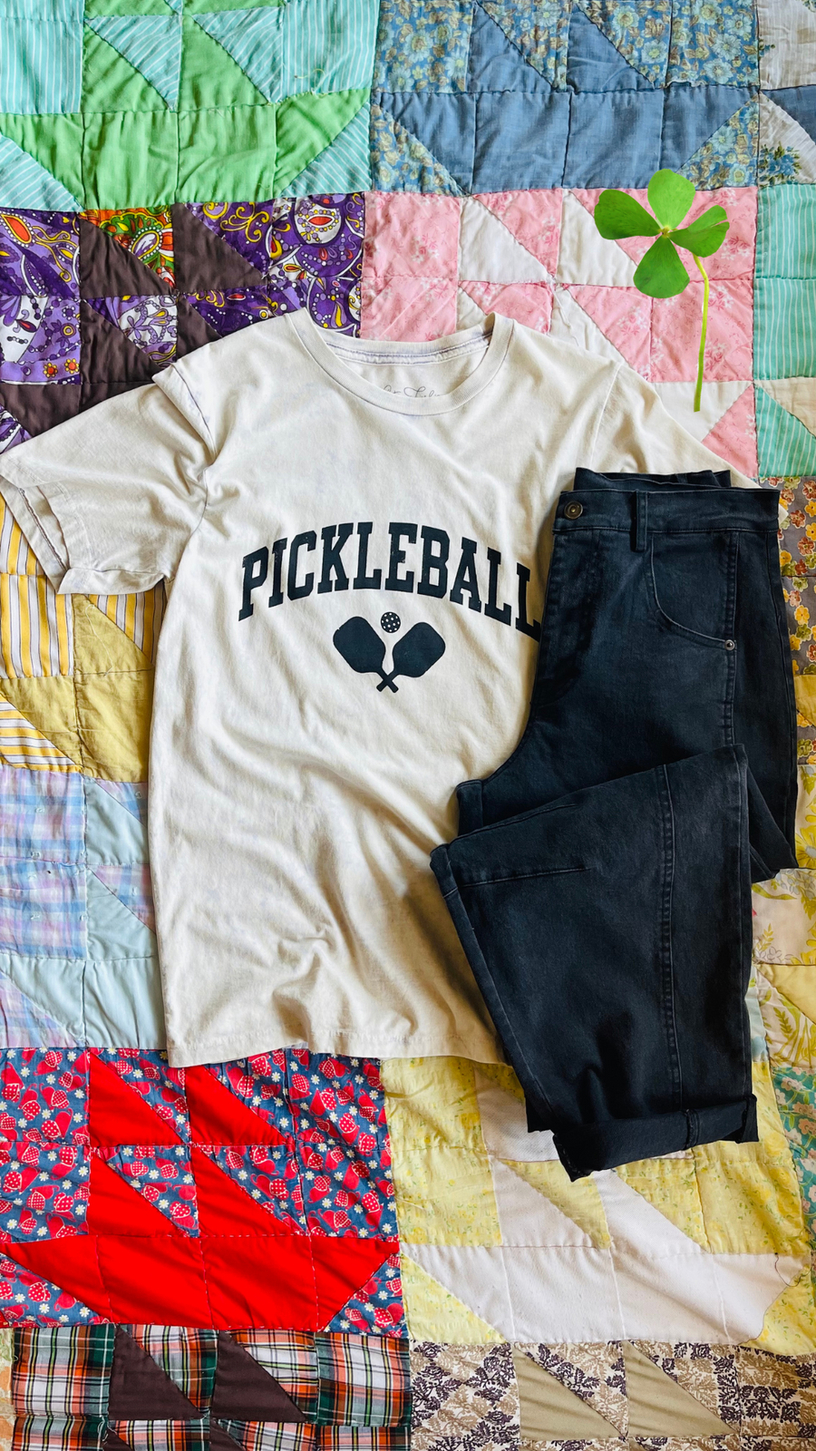 Pickleball Sporty Style Graphic Tee- Off White