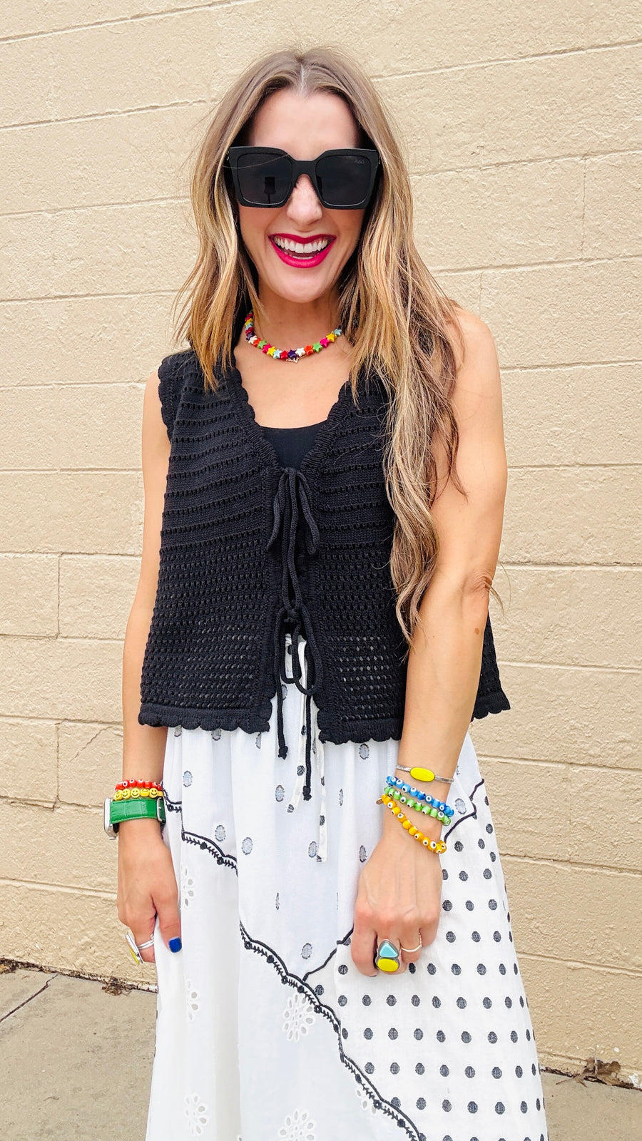 Shadow Petal Tie-Front Sweater