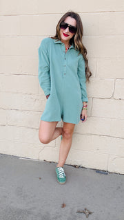 Pistachio Breeze Knit Romper