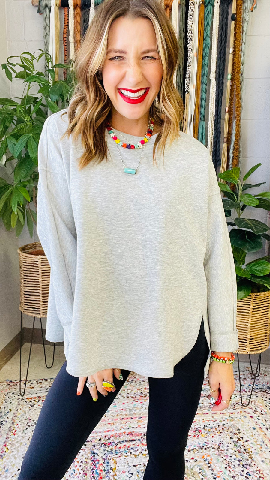 Back To The Basics Long Sleeve Top- Heather Gray