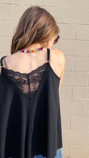 Lace Inset Dream Tank - Black