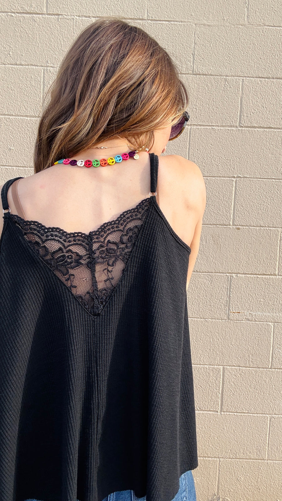 Lace Inset Dream Tank - Black