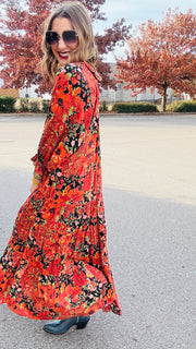 Boho Beauty Mixed Floral Maxi Dress- Black Mix