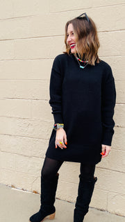 Libby Knit Sweater Dress- Black