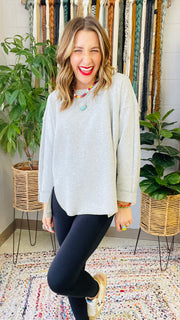 Back To The Basics Long Sleeve Top- Heather Gray