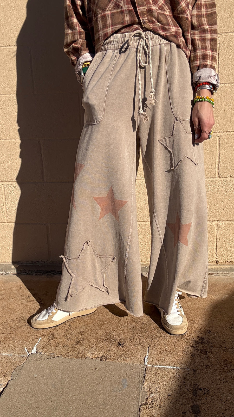 Superstar Distressed Patchwork Wide Leg Pants