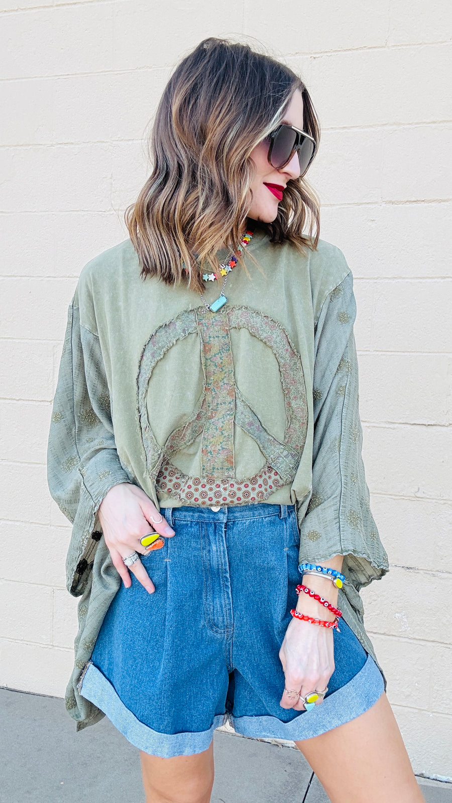 Peace & Petals Dolman Top-Olive