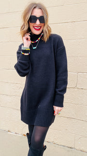 Libby Knit Sweater Dress- Black