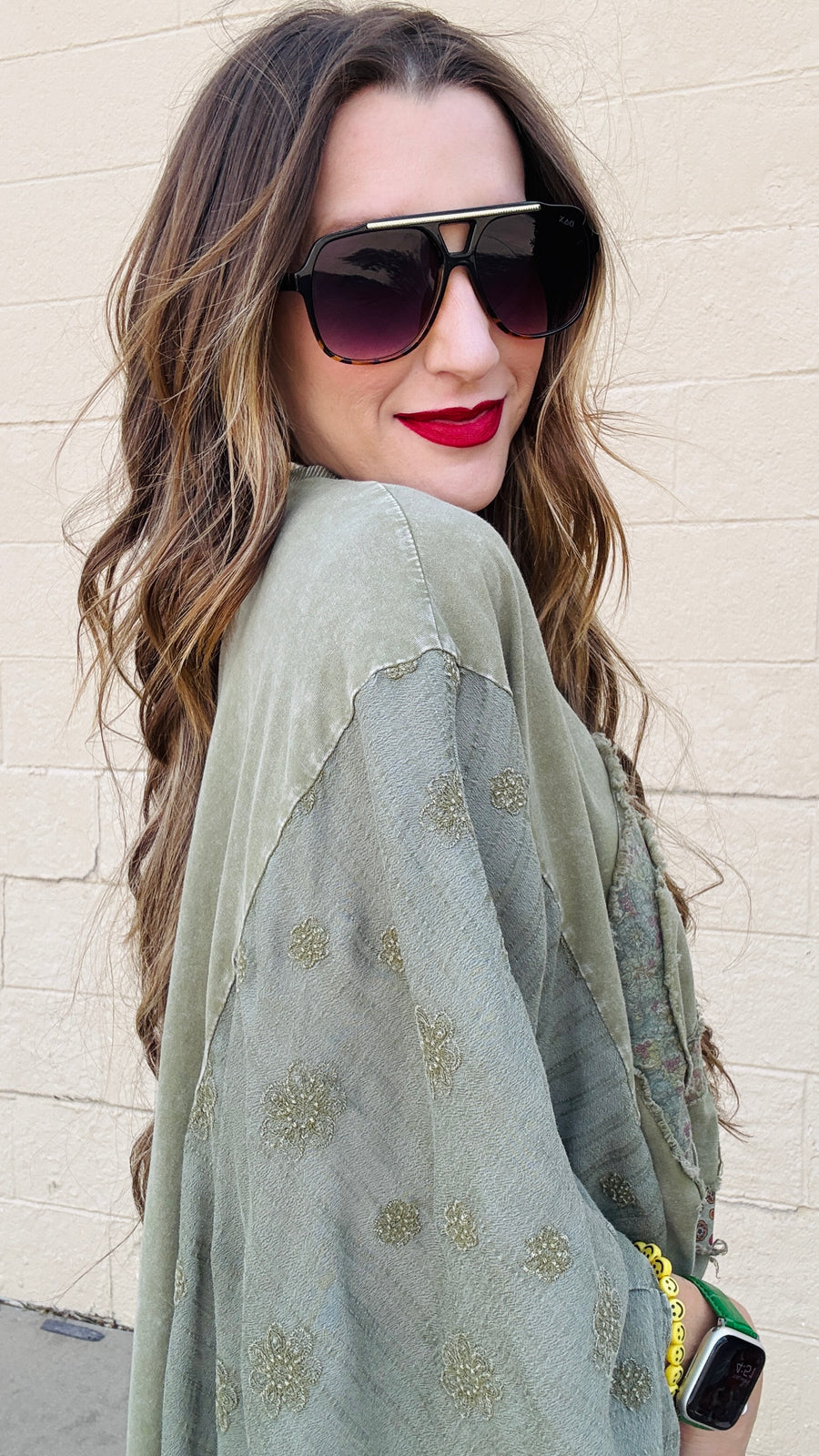 Peace & Petals Dolman Top-Olive