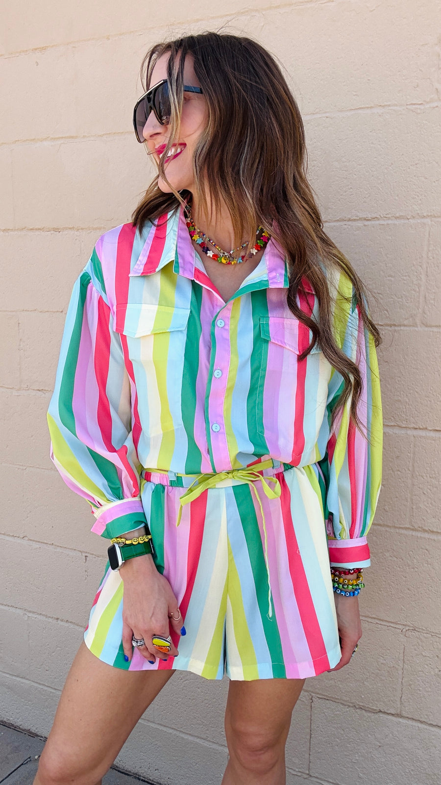 Fun In The Sun Striped Romper- Multicolor