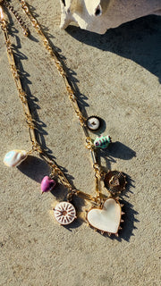 Sea of Hearts & Coins Charm Necklace